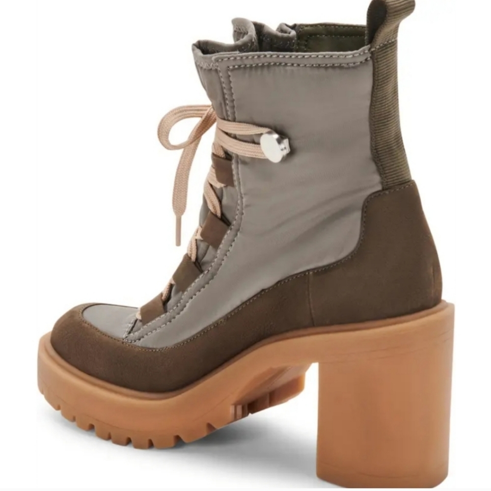 Dolce Vita Celida Ankle Heeled Combat Hiking Moto Boot Lug Sole Leather #724 - Picture 3 of 17